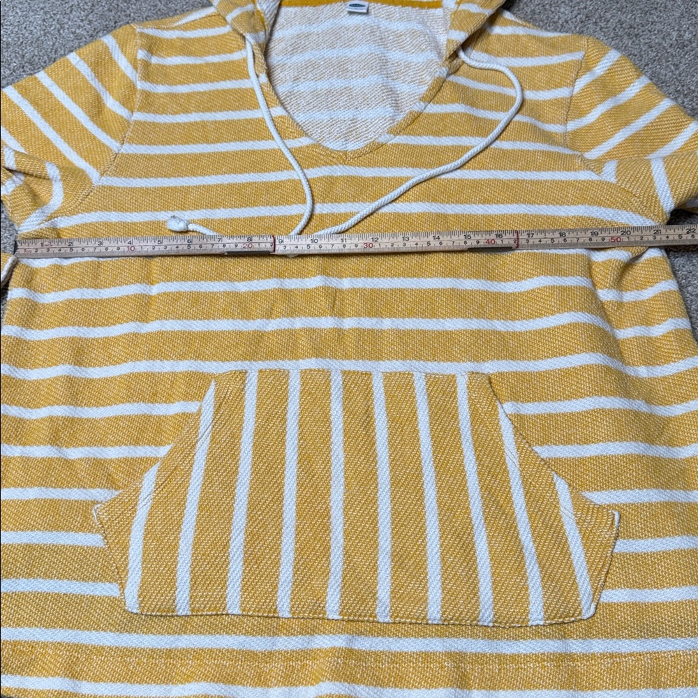 Old Navy Cali Striped Baja Hoodie Yellow White Lightweight Pullover XL - Picture 7 of 13